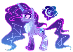 Size: 3177x2271 | Tagged: safe, artist:anno酱w, derpibooru import, oc, oc only, alicorn, original species, adoptable, base used, constellation hair, cutie mark, ethereal mane, facial markings, fluffy, magical lesbian spawn, offspring, parent:princess luna, parent:ursa minor, paws, simple background, solo, starry hair, starry mane, starry tail, stars, tail, transparent background