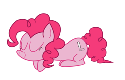 Size: 900x576 | Tagged: safe, artist:doggyandi, derpibooru import, pinkie pie, earth pony, pony, g4, .mov, closed mouth, cute, diapinkes, eyes closed, female, lying down, mare, party.mov, pony.mov, simple background, sleeping, smiling, transparent background, vector