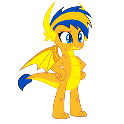 Size: 1316x1316 | Tagged: safe, artist:mlpfan3991, derpibooru import, oc, oc:flare spark, dragon, g4, blue and yellow, dragoness, dragonified, female, not smolder, simple background, species swap, transparent background, vector