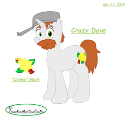 Size: 925x864 | Tagged: safe, artist:crazyplantmae, derpibooru import, pony, unicorn, 2015, beard, crazy dave, cutie mark, facial hair, horn, male, plants vs zombies, ponified, species swap, stallion