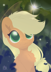 Size: 2507x3541 | Tagged: safe, artist:kebchach, derpibooru import, applejack, earth pony, pony, g4, applejack's hat, chest fluff, clothes, cowboy hat, cute, ear fluff, ears, female, hat, jackabetes, lineless, mare, signature, smiling, solo