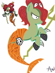 Size: 768x1024 | Tagged: safe, artist:thincunt, derpibooru import, octopus, pony, sea pony, undead, zombie, zombie pony, female, mare, neptuna, plants vs zombies, plants vs zombies heroes, ponified, species swap, trident