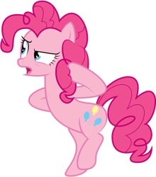 Size: 1024x1165 | Tagged: safe, artist:omniferious, derpibooru import, pinkie pie, earth pony, pony, g4, putting your hoof down, bipedal, female, mare, my little pony: friendship is magic, open mouth, simple background, solo, transparent background, vector