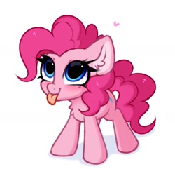 Size: 1695x1635 | Tagged: safe, alternate version, artist:pesty_skillengton, derpibooru import, pinkie pie, earth pony, pony, g4, :p, cute, diapinkes, ear fluff, ears, female, heart, mare, simple background, solo, tongue, tongue out, white background