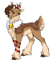 Size: 1280x1472 | Tagged: safe, artist:malinraf1615, derpibooru import, oc, oc:jingle, deer, reindeer, bell, bell collar, cloven hooves, collar, concave belly, male, simple background, solo, transparent background