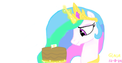 Size: 859x445 | Tagged: safe, artist:glacialfeather, derpibooru import, princess celestia, pony, g4, cake, cakelestia, food