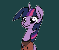 Size: 2048x1737 | Tagged: safe, artist:ewoudcponies, derpibooru import, twilight sparkle, twilight sparkle (alicorn), alicorn, pony, g4, bust, clothes, female, green background, mare, outline, simple background, smiling, solo, uniform, white outline