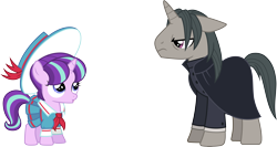 Size: 5656x3000 | Tagged: safe, artist:cloudy glow, derpibooru import, professor flintheart, snowfall frost, starlight glimmer, pony, unicorn, a hearth's warming tail, g4, duo, duo male and female, female, filly, foal, horn, male, my little pony: friendship is magic, simple background, stallion, transparent background, vector