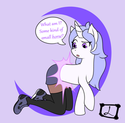 Size: 2800x2756 | Tagged: safe, artist:lex-i-paws, derpibooru import, oc, oc only, human, pony, unicorn, eyebrows, female, high res, horn, human to pony, raised eyebrow, solo, species swap, speech bubble, transformation