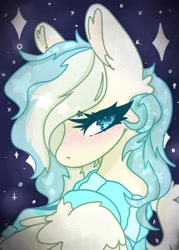 Size: 2500x3500 | Tagged: safe, artist:namiiimaa, derpibooru import, oc, oc only, pegasus, pony, blush lines, blushing, clothes, female, looking at you, mare, pegasus oc, scarf, shy, starry night