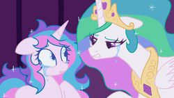 Size: 800x450 | Tagged: safe, anonymous artist, derpibooru import, princess celestia, alicorn, unicorn, g4, crying, dialogue in the description, female, horn, injured, mother and child, mother and daughter, parent and child, parent:princess celestia, sad, show accurate, star dreams