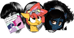 Size: 400x206 | Tagged: safe, artist:lightningbolt, edit, oc, oc:ciaran, ciaran, ciaran benson, curly howard, derpibooru, larry fine, moderator, moe howard, the frowning pony, the three stooges