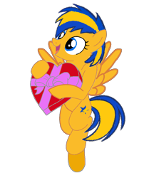 Size: 800x988 | Tagged: safe, artist:mlpfan3991, derpibooru import, oc, oc only, oc:flare spark, pegasus, pony, g4, box of chocolates, female, holiday, simple background, solo, transparent background, valentine's day