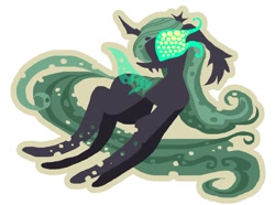 Size: 1199x891 | Tagged: safe, artist:larvaecandy, derpibooru import, queen chrysalis, changeling, changeling queen, pony, g4, green changeling, simple background, solo, trypophobia, white background