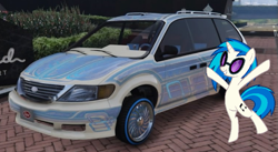 Size: 1005x549 | Tagged: safe, artist:didgereethebrony, derpibooru import, part of a set, screencap, dj pon-3, vinyl scratch, pony, unicorn, g4, 1000 hours in ms paint, bipedal, car, grand theft auto, gta online, solo, van