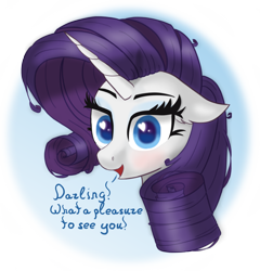 Size: 2340x2442 | Tagged: safe, artist:raritymylove, derpibooru import, rarity, g4, blushing, bust, darling, ear fluff, ears, floppy ears, heart, heart eyes, looking at you, portrait, solo, text, wingding eyes