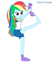 Size: 1714x1959 | Tagged: safe, artist:paco777yuyu, derpibooru import, edit, rainbow dash, equestria girls, g4, barefoot, clothes, feet, female, fetish, foot fetish, rainbow, simple background, socks, socks off, soles, solo, stocking feet, transparent background