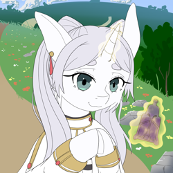 Size: 1000x1000 | Tagged: safe, artist:fajnyziomal, derpibooru import, pony, unicorn, female, frieren, frieren: beyond journey's end, magic, mare, ponified, solo, species swap