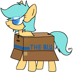 Size: 2080x2048 | Tagged: safe, artist:omelettepony, ponerpics import, oc, oc only, oc:boxfilly, pegasus, pony, box trot, female, filly, foal, looking at something, simple background, solo, team fortress 2, text, tf2 reference, transparent background