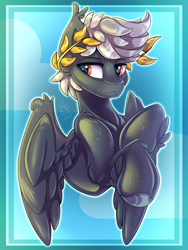 Size: 1500x2000 | Tagged: safe, artist:starcasteclipse, derpibooru import, oc, oc only, oc:albatross, pegasus, pony, abstract background, bust, male, partially open wings, solo, stallion, sternocleidomastoid, wings