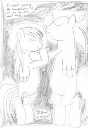 Size: 413x600 | Tagged: safe, artist:toonboy92484, derpibooru import, rainbow dash, soarin', pegasus, pony, g4, female, male, mare, shipping, sketch, soarindash, stallion, straight, traditional art