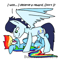 Size: 424x460 | Tagged: safe, artist:bubblesthewolf5678, rainbow dash, soarin', pegasus, pony, female, male, mare, shipping, simple background, soarindash, stallion, straight, transparent background