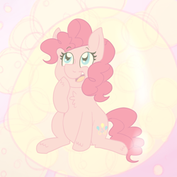 Size: 1000x1000 | Tagged: safe, artist:spurrinkles, derpibooru import, pinkie pie, earth pony, bubble, cute, diapinkes, female, in bubble, pinkie pie trapped in a bubble