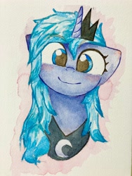 Size: 3024x4032 | Tagged: safe, artist:papersurgery, derpibooru import, princess luna, alicorn, pony, solo, traditional art, watercolor painting