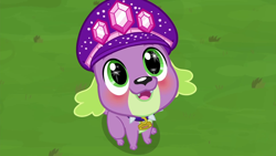 Size: 1280x720 | Tagged: safe, derpibooru import, spike, spike the regular dog, dog, better together, choose your own ending, equestria girls, g4, lost and pound, lost and pound: spike, blushing, choose spike, cute, cyoa, hat, male, smiling, solo, spikabetes, starry eyes, wingding eyes