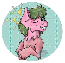 Size: 3100x3000 | Tagged: safe, artist:elmers_artstuff, derpibooru import, oc, oc only, oc:berri sweet, earth pony, earth pony oc, freckles, looking at you, one eye closed, simple background, solo, transparent background, unshorn fetlocks, wink