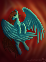 Size: 1200x1600 | Tagged: safe, artist:adalbertus, derpibooru import, oc, oc only, oc:agu, pegasus, pony, flying, large wings, solo, wings