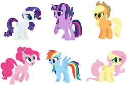 Size: 1024x685 | Tagged: safe, artist:pegasister64, derpibooru import, applejack, fluttershy, pinkie pie, rainbow dash, rarity, twilight sparkle, twilight sparkle (alicorn), alicorn, earth pony, pegasus, pony, unicorn, g4, alternate design, alternate hairstyle, applejack's hat, base used, clothes, colored wings, colored wingtips, cowboy hat, ear piercing, earring, female, folded wings, hat, jewelry, mane six, piercing, simple background, spread wings, transparent background, wings