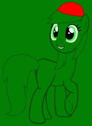 Size: 941x1285 | Tagged: safe, artist:spitfirethepegasusfan39, artist:twittershy, derpibooru import, earth pony, pony, g4, adult blank flank, base used, blank flank, clothes, green background, hat, male, mr. men, mr. men little miss, mr. muddle, ponified, simple background, smiling, solo, species swap, stallion, talking, walking, walking away