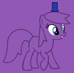 Size: 463x457 | Tagged: safe, artist:spitfirethepegasusfan39, artist:twilightpowerbases, derpibooru import, earth pony, pony, g4, adult blank flank, base used, blank flank, clothes, grin, hat, male, mr. impossible, mr. men, mr. men little miss, ponified, purple background, simple background, smiling, solo, species swap, stallion