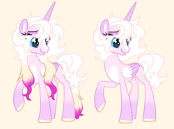Size: 1164x864 | Tagged: safe, artist:chatbugiu, artist:hancar, derpibooru import, princess cadance, oc, oc only, alicorn, alicorn oc, base used, blaze (coat marking), blue eyes, coat markings, colored hooves, colored horn, colored pinnae, colored wings, eyeshadow, facial markings, female, folded wings, gradient ears, gradient legs, gradient mane, gradient tail, grin, horn, kinsona, lidded eyes, makeup, mare, orange background, pale belly, simple background, smiling, tail, two toned wings, unnamed oc, wings