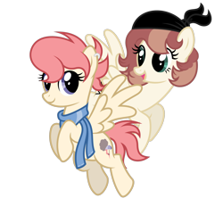 Size: 2000x2000 | Tagged: safe, artist:shizow, derpibooru import, oc, oc:cotton cloud, oc:red tide, pegasus, pony, clothes, female, mare, scarf, simple background, transparent background