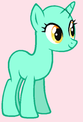 Size: 390x574 | Tagged: safe, artist:meiponkawaii, derpibooru import, oc, oc only, pony, unicorn, g4, adult blank flank, bald, base, blank flank, female, mare, pink background, simple background, smiling, solo