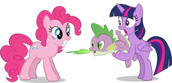 Size: 7988x3872 | Tagged: safe, artist:cartoonmasterv3, derpibooru import, pinkie pie, spike, twilight sparkle, twilight sparkle (alicorn), alicorn, dragon, earth pony, pony, chinese new year, dragonfire, simple background, transparent background, year of the dragon