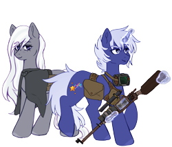 Size: 2350x2000 | Tagged: safe, artist:azusascuba, derpibooru import, oc, oc only, oc:starlight, oc:whisper winds, earth pony, pony, unicorn, fallout equestria, fanfic:fallout equestria: the chrysalis, fanfic art, simple background, transparent background