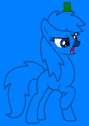 Size: 460x651 | Tagged: safe, artist:beanbases, artist:spitfirethepegasusfan39, derpibooru import, earth pony, pony, g4, adult blank flank, angry, base used, blank flank, blue background, blue nose, clothes, grumpy, hat, male, mr. grumpy, mr. men, mr. men little miss, ponified, raised hoof, raised leg, simple background, smiling, solo, species swap, stallion, talking