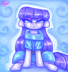 Size: 3600x3800 | Tagged: safe, artist:mannybcadavera, derpibooru import, maud pie, earth pony, pony, g4, abstract background, clothes, dress, ears, eyebrows, eyebrows visible through hair, female, floppy ears, lidded eyes, looking at you, mare, sitting, solo