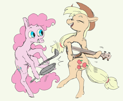 Size: 1280x1055 | Tagged: artist needed, safe, derpibooru import, applejack, pinkie pie, banjo, musical instrument