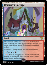 Size: 375x523 | Tagged: safe, derpibooru import, edit, lemon hearts, minuette, twinkleshine, unicorn, amending fences, canterlot, ccg, magic the gathering, moondancer's house, moss, trading card, trading card edit, trading card game, tree