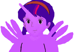 Size: 452x313 | Tagged: safe, derpibooru import, edit, edited screencap, screencap, twilight sparkle, twilight sparkle (alicorn), alicorn, 1000 hours in ms paint, anime, castle in the sky, laputa: castle in the sky, sheeta, solo, studio ghibli