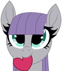 Size: 1670x1910 | Tagged: safe, artist:starshade, artist:twilyisbestpone, derpibooru import, maud pie, earth pony, pony, g4, base used, cute, daaaaaaaaaaaw, female, heart, hnnng, looking at you, mare, maudabetes, mouth hold, out of character, simple background, smiling, smiling at you, solo, transparent background, weapons-grade cute, when she smiles