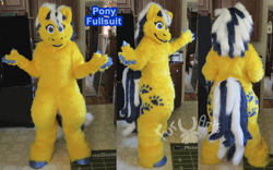 Size: 1200x748 | Tagged: safe, artist:ramcat, derpibooru import, oc, oc only, oc:nittany blue, fursuit, irl, multiple views, photo, ponysuit, text, watermark