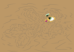 Size: 2000x1400 | Tagged: safe, artist:amateur-draw, derpibooru import, applejack, earth pony, covered in mud, female, lying down, mare, mud, mud bath, muddy, on back, pig pen, solo, spread legs, spreading, wet and messy