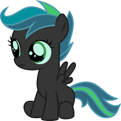 Size: 1920x1926 | Tagged: artist needed, safe, anonymous artist, derpibooru import, queen chrysalis, scootaloo, changeling, pegasus, pony, female, filly, foal, fusion, fusion:queen chrysalis, fusion:scootaloo, recolor, simple background, sitting, spread wings, transparent background, wings