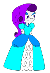 Size: 1004x1471 | Tagged: safe, artist:rarity525, derpibooru import, rarity, human, equestria girls, clothes, dress, evening gloves, eyeshadow, female, gloves, gown, hands behind back, humanized, lidded eyes, long gloves, makeup, petticoat, poofy shoulders, princess costume, princess dress, simple background, smiling, solo, transparent background