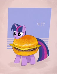 Size: 2550x3300 | Tagged: safe, artist:normanphumala, derpibooru import, twilight sparkle, unicorn twilight, pony, unicorn, burger, female, food, mare, ponies in food, solo, twilight burgkle